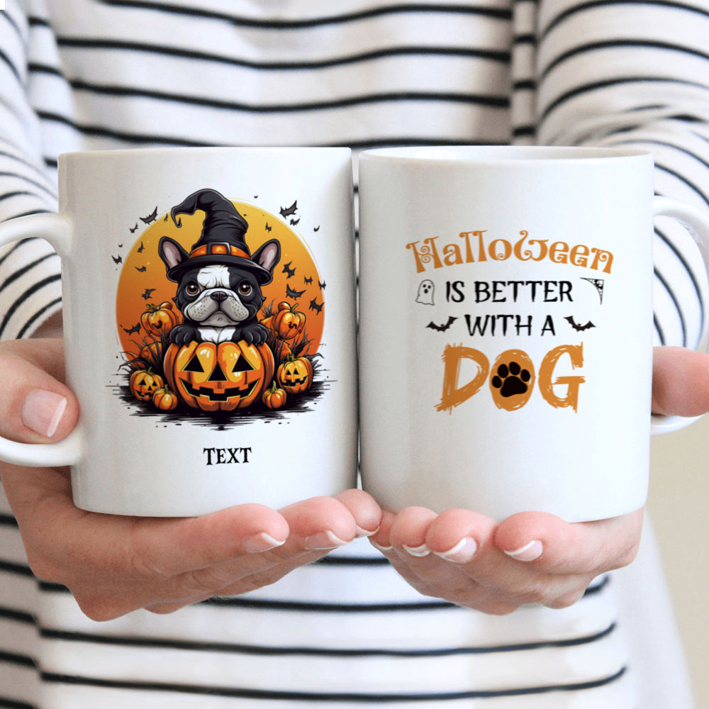 Halloween Dog Mug - Cute French Bulldog Dog Witch Costume Trick or Treat Cartoon - Mug