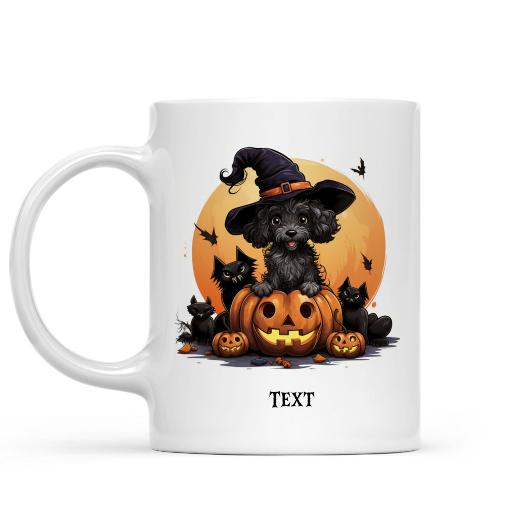 Personalized Mug - Halloween Dog Mug - Cute Poodle Dog Witch Costume Trick or Treat Cartoon_1