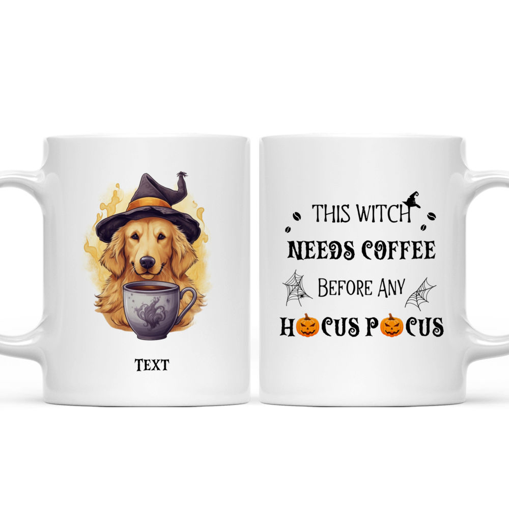 Halloween Dog Mug - Cute Golden Retriever Witch Drinking Coffee Halloween Dog - Mug_3