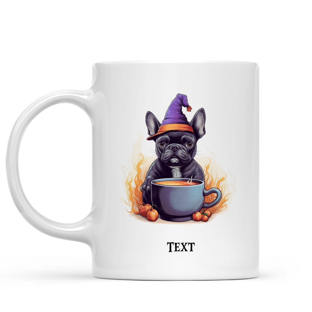 Halloween Dog Mug - Cute French Bulldog Witch Drinking Coffee Halloween Dog - Mug_1