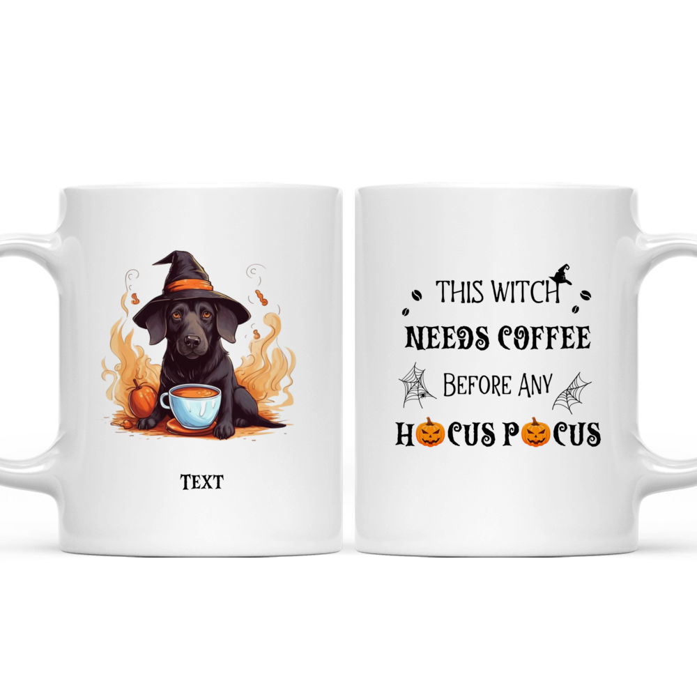 Cute Labrador Retriever Witch Drinking Coffee Halloween Dog