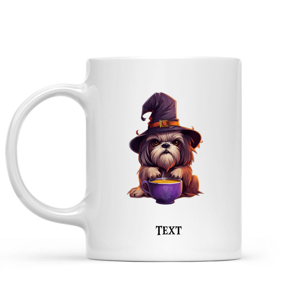 Halloween Dog Mug - Sassy Cute Shih Tzu Witch Dog Drinking Coffee Halloween Dog - Mug_1