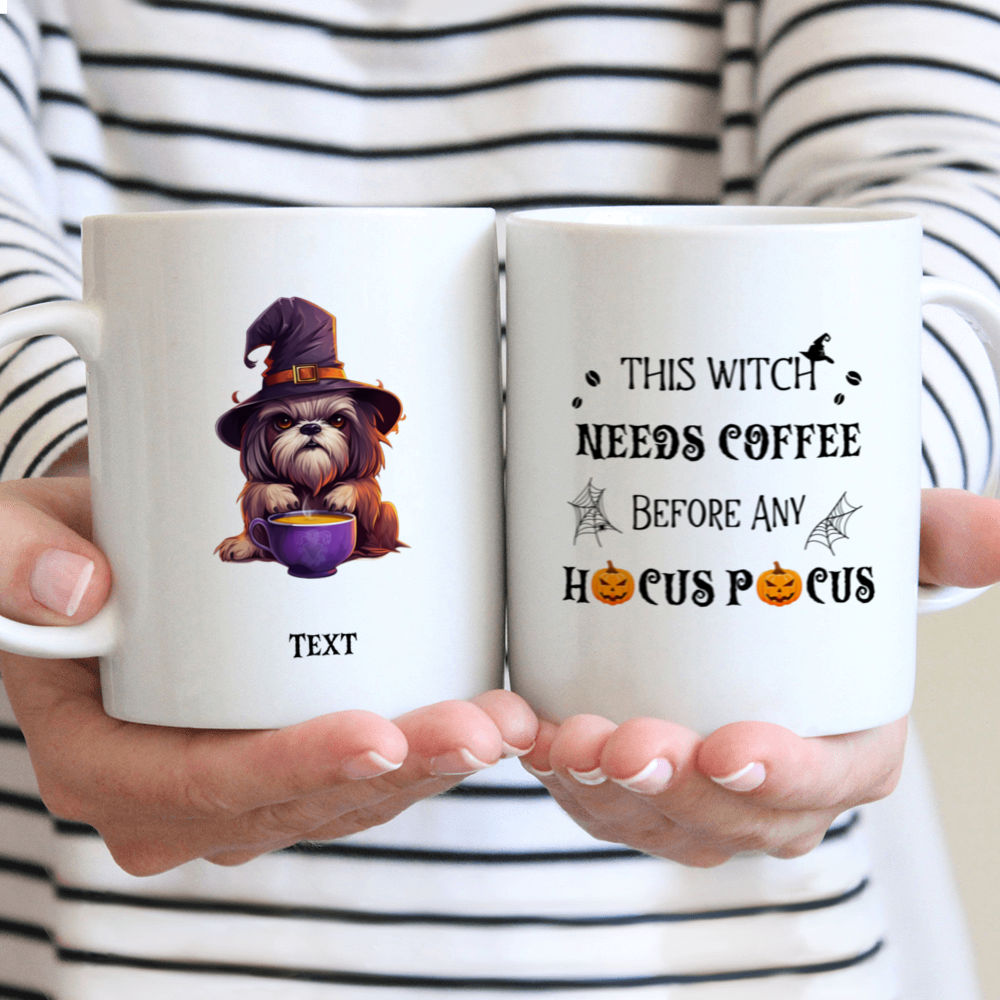 Halloween Dog Mug - Sassy Cute Shih Tzu Witch Dog Drinking Coffee Halloween Dog - Mug