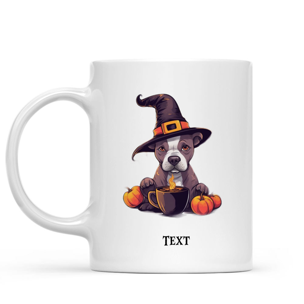 Halloween Dog Mug - Sassy Pitbull Witch Dog Drinking Coffee Halloween - Mug_1