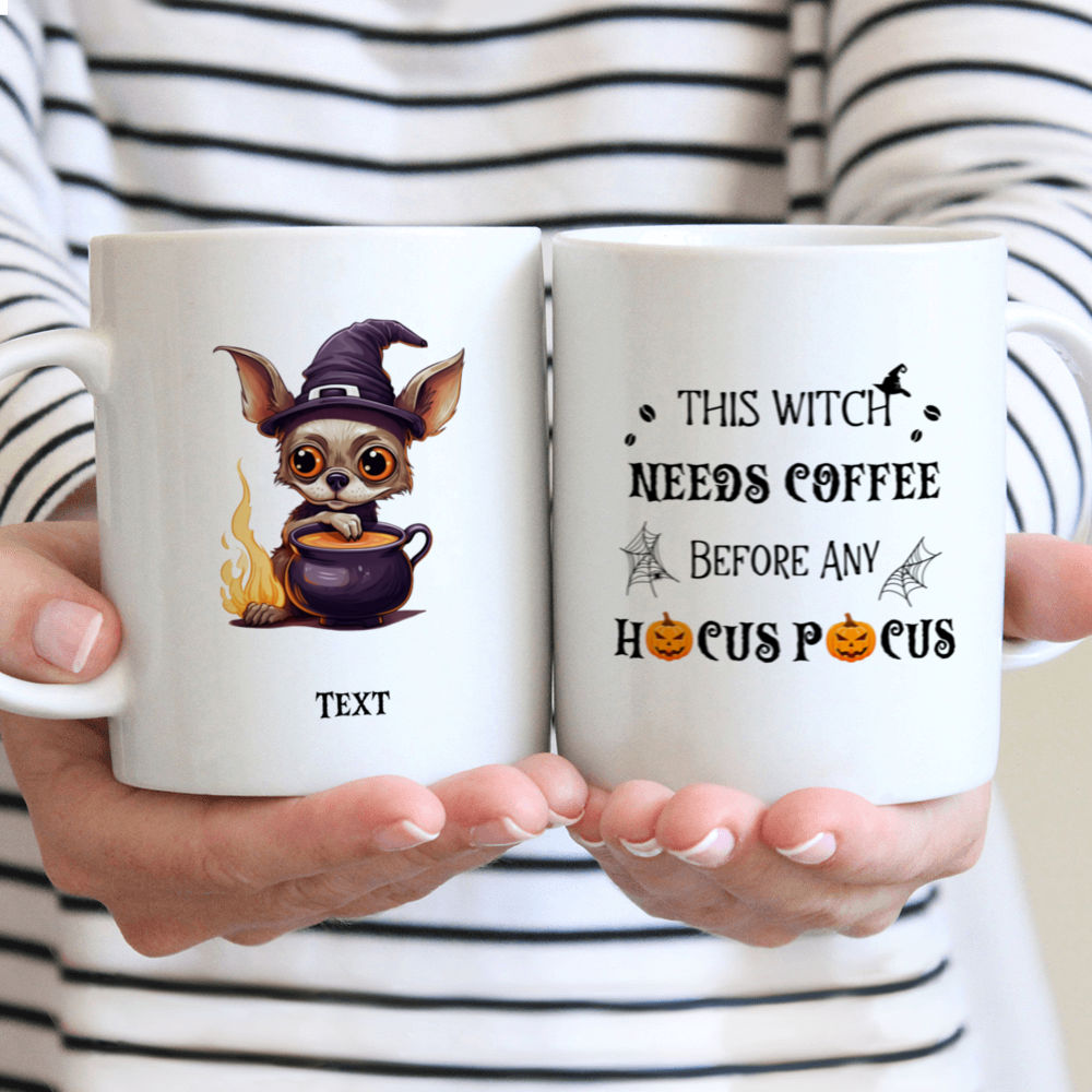 Halloween Dog Mug - Cute Chihuahua Witch Dog Drinking Coffee Halloween Dog - Mug