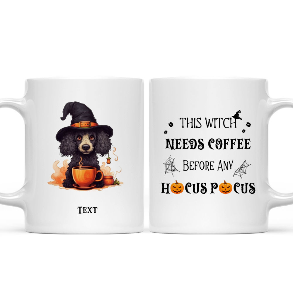 Cute Poodle Witch Drinking Coffee Halloween Dog