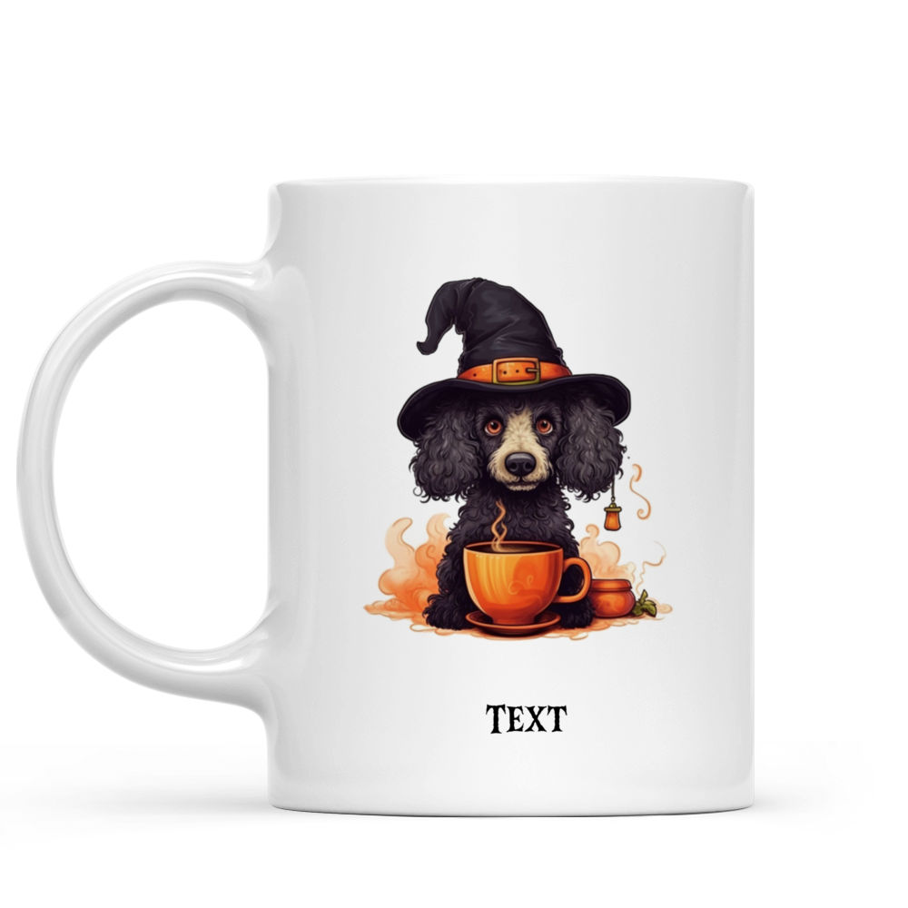 Halloween Dog Mug - Cute Poodle Witch Drinking Coffee Halloween Dog - Mug_1