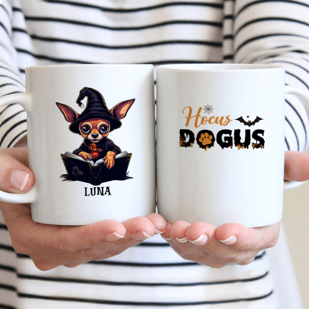 Halloween Dog Mug - Halloween Chihuahua Witch Dog Reading Magic Books - Mug