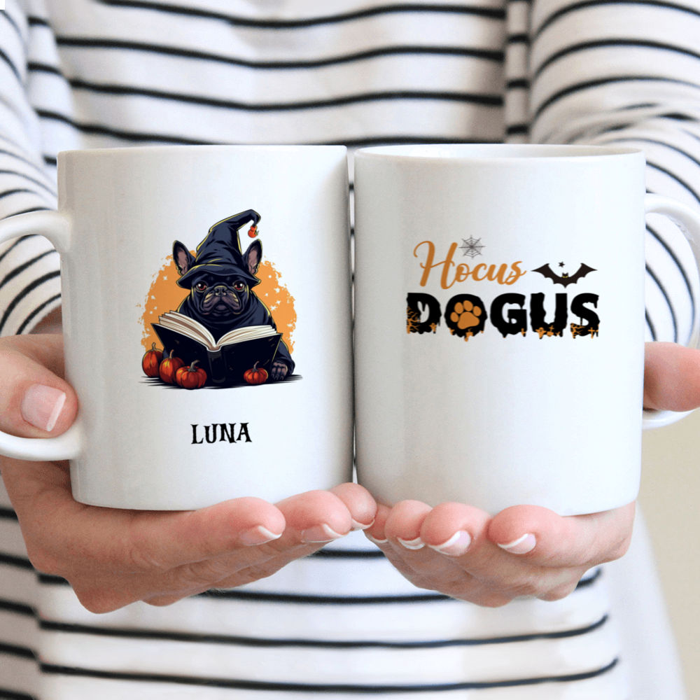 Halloween Dog Mug - Halloween Witch French BullDog Reading Magic Books - Mug