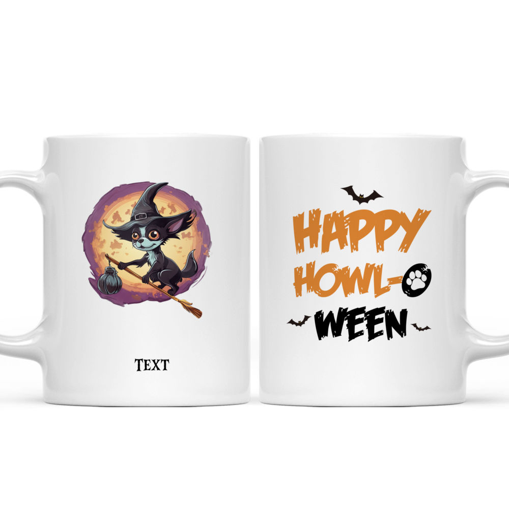 Halloween Dog Mug - Cute Cartoon Chihuahua Witch Dog Flying on Broom Halloween Dog - Mug_3