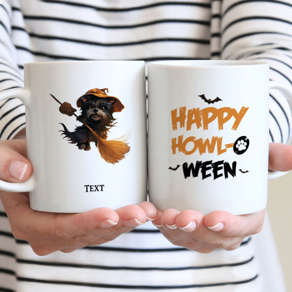 Halloween Dog Mug - Cute Shih Tzu Witch Dog Flying on Broomstick Halloween Dog - Mug