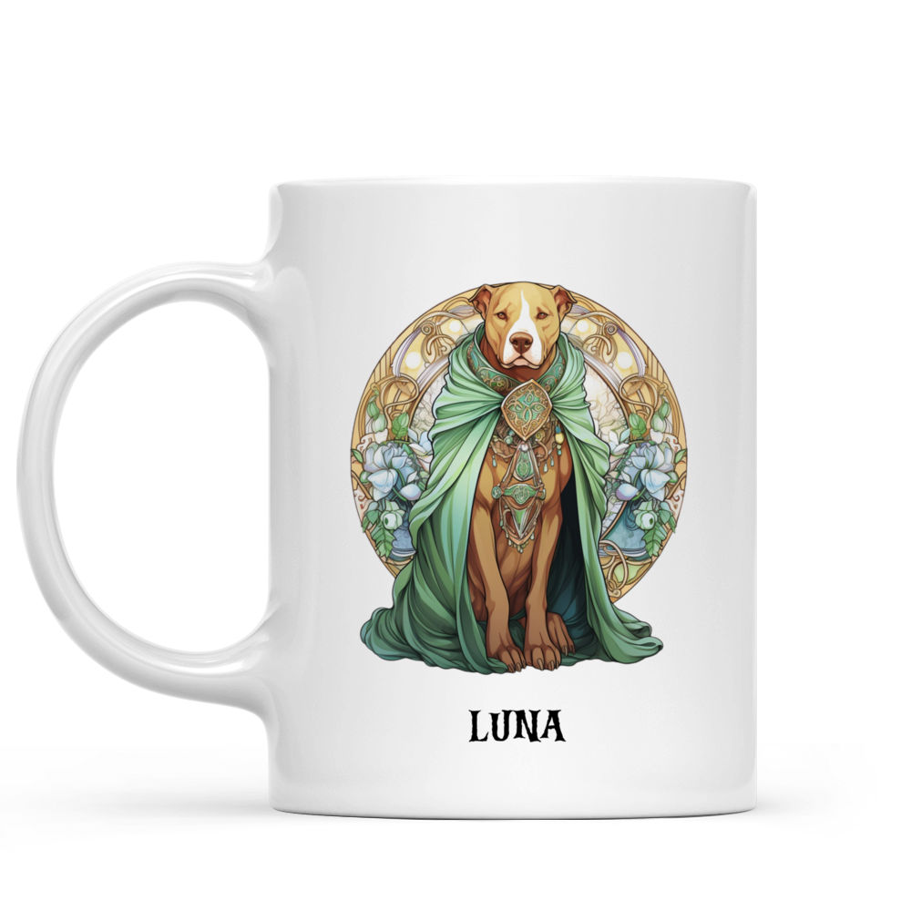 Halloween Dog Mug - Magical Pitbull Dog in Witch Costume Art Nouveau - Mug_1