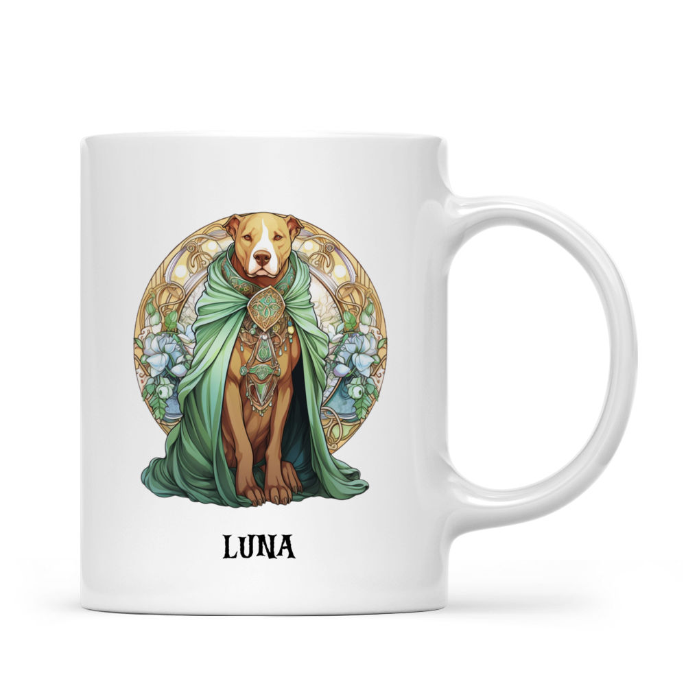 Halloween Dog Mug - Magical Pitbull Dog in Witch Costume Art Nouveau - Mug_2