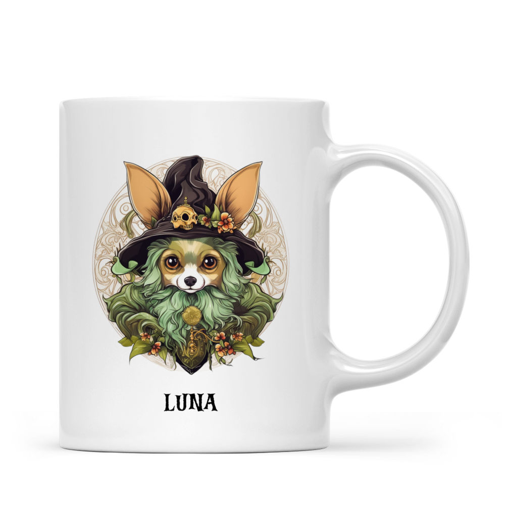 Halloween Dog Mug - Magical Chihuahua Dog Witch in Art Nouveau Style - Mug_2