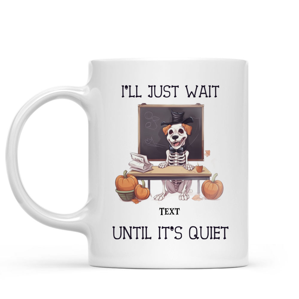 Personalized Mug - Halloween Dog Mug - Cute Pitbull Dog in Halloween Skeleton Costume Cartoon_1