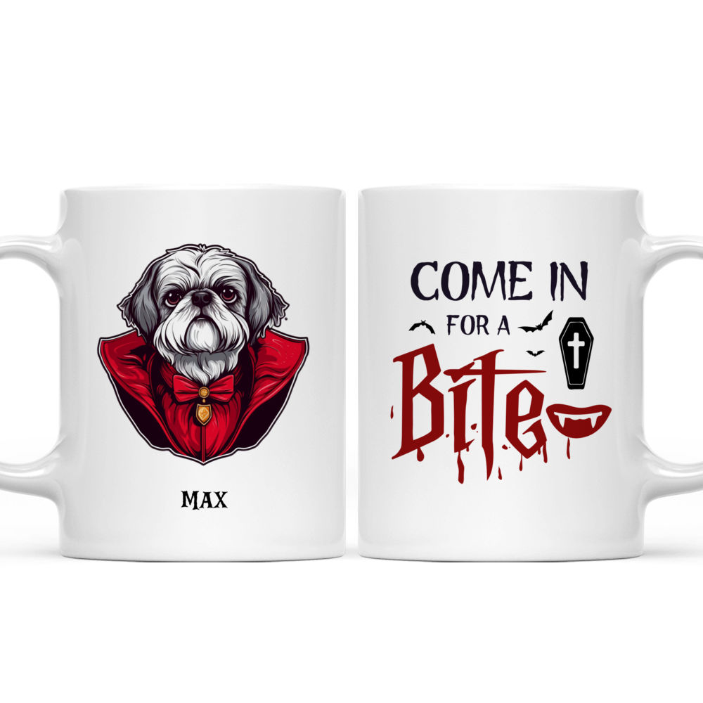 Halloween Dog Mug - Come In For A Bite - Unreal Shih Tzu Dog Dracula Vampire Halloween Mug - Mug_3