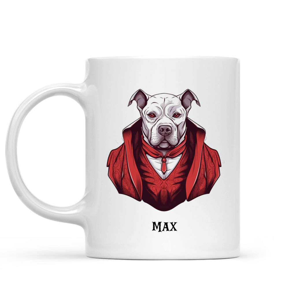 Halloween Dog Mug - Come In For A Bite - Fantasy Pitbull Dracula Vampire Halloween Dog Mug - Mug_1