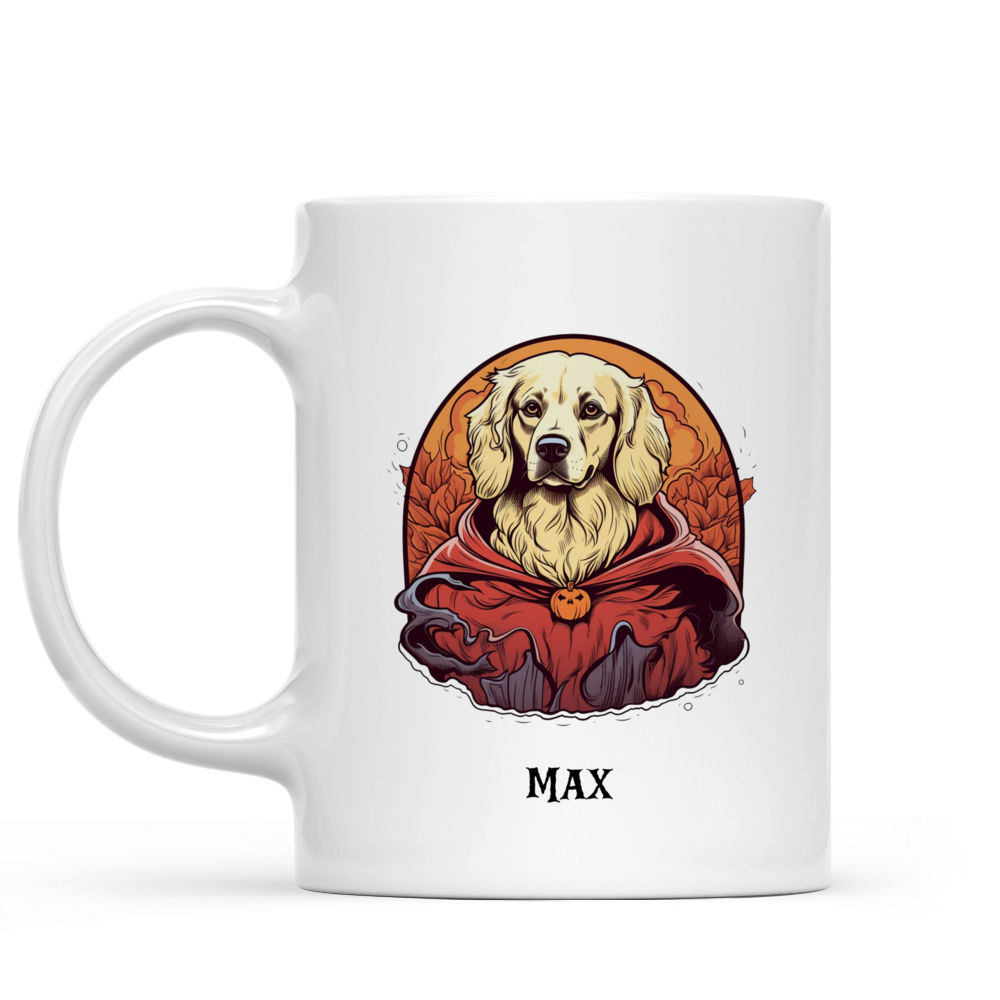 Halloween Dog Mug - Come In For A Bite - Fantasy Golden Retriever Dracula Vampire Halloween Dog Mug - Mug_1