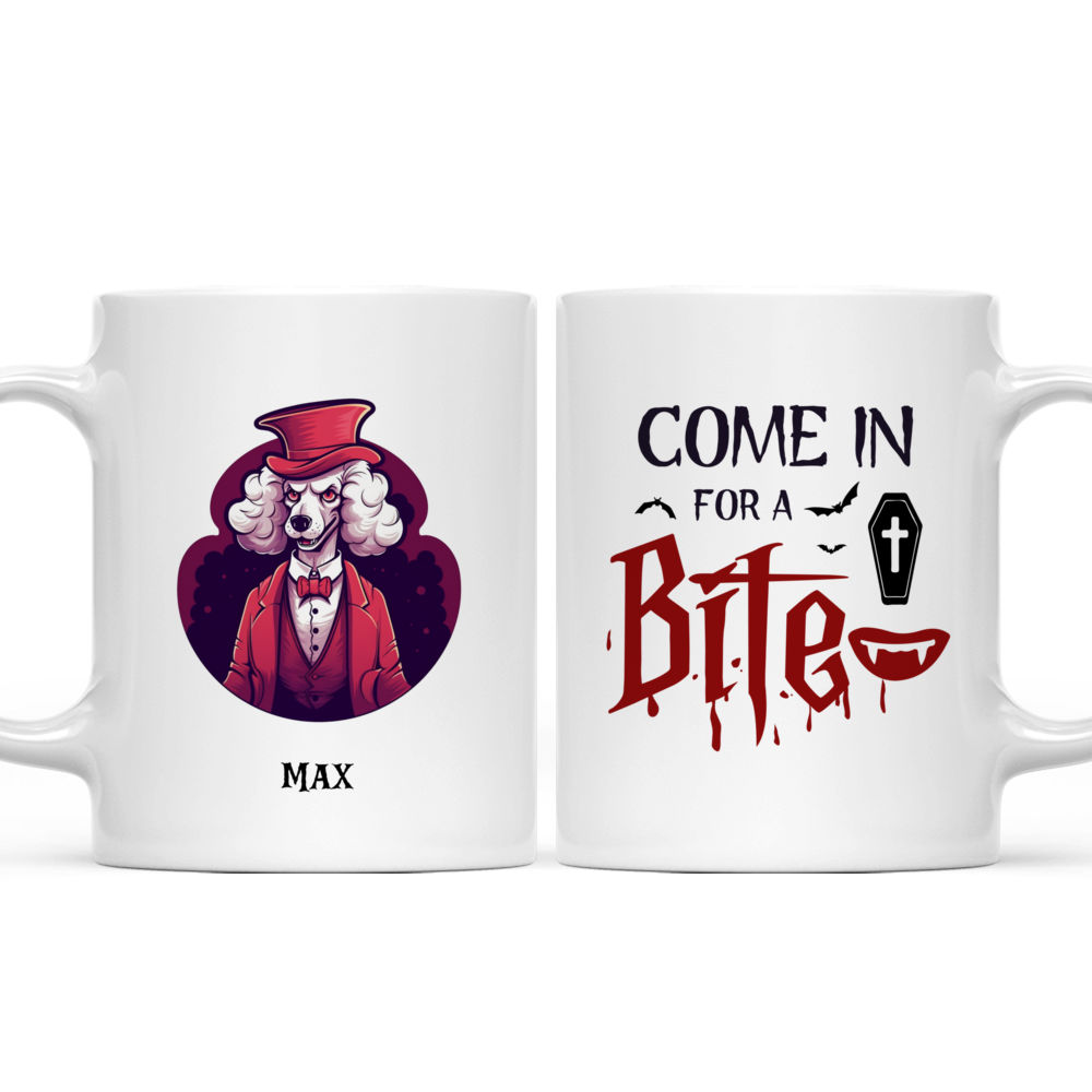 Halloween Dog Mug - Come In For A Bite - Fantasy Poodle Dracula Vampire Halloween Dog Mug - Mug_3