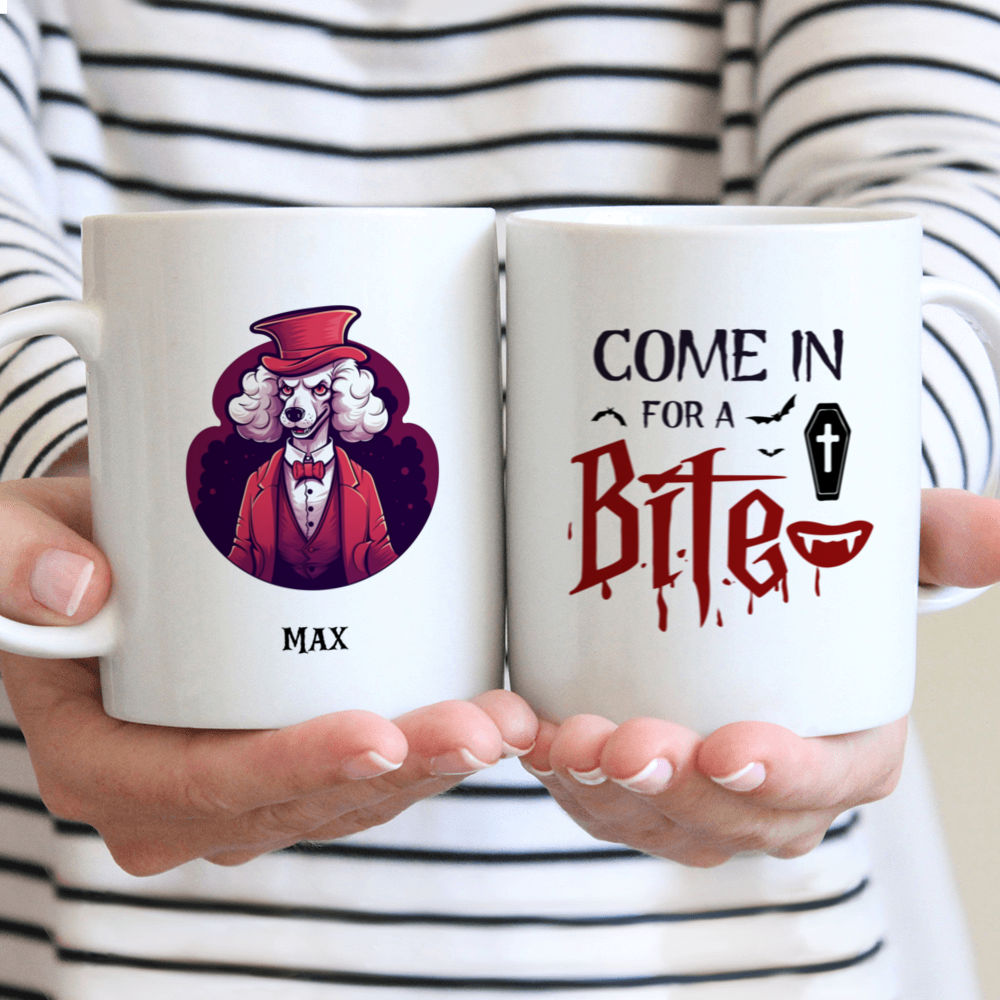 Halloween Dog Mug - Come In For A Bite - Fantasy Poodle Dracula Vampire Halloween Dog Mug - Mug