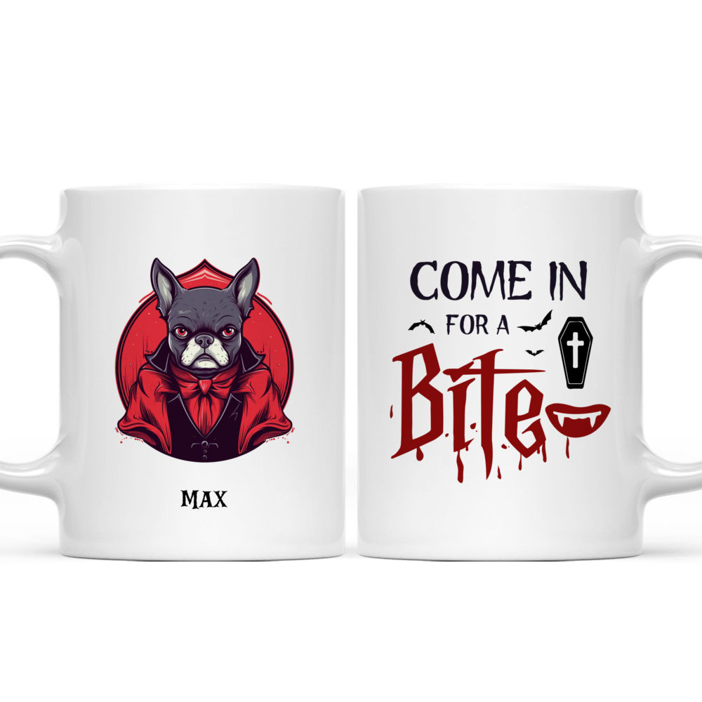 Halloween Dog Mug - Come In For A Bite - Fantasy French Bulldog Dracula Vampire Halloween Dog Mug - Mug_3