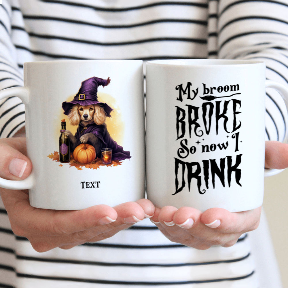 Halloween Dog Mug - Sassy Golden Retriever Witch Drinking Jack Daniels Whiskey Halloween Dog - Mug