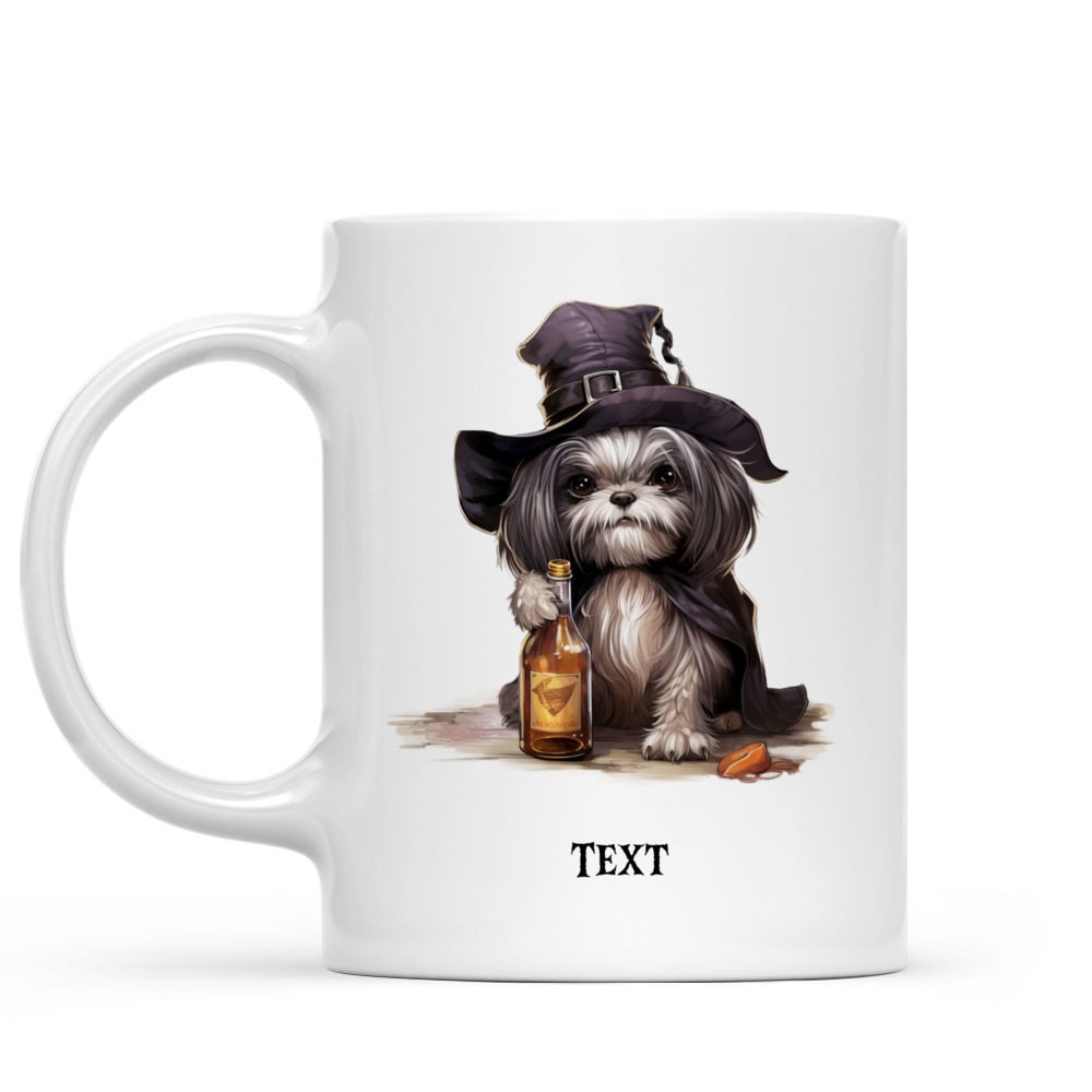 Halloween Dog Mug - Fantasy Halloween Shih Tzu Dog Mug Sassy Witch Costume Cartoon Style - Mug_1