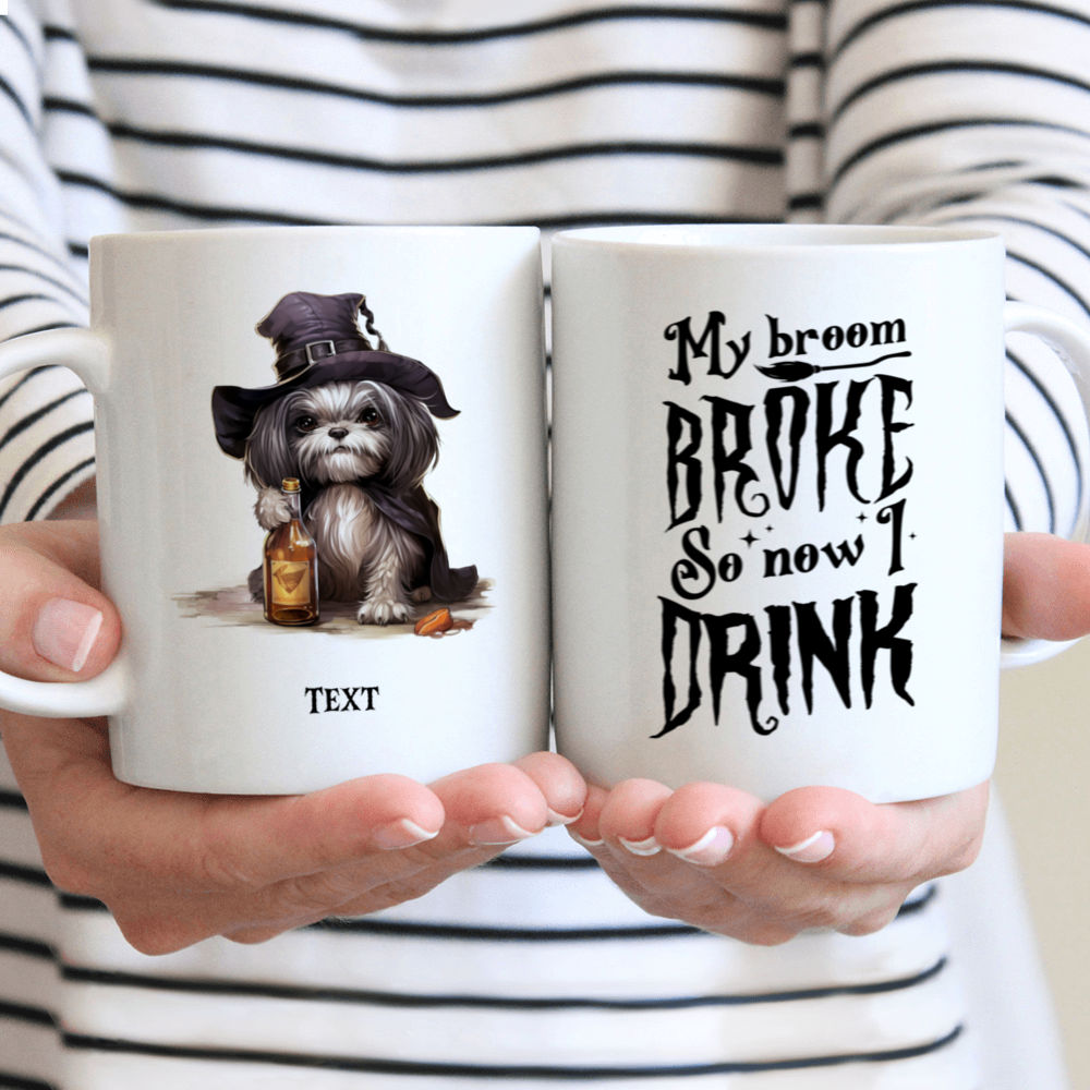 Halloween Dog Mug - Fantasy Halloween Shih Tzu Dog Mug Sassy Witch Costume Cartoon Style - Mug