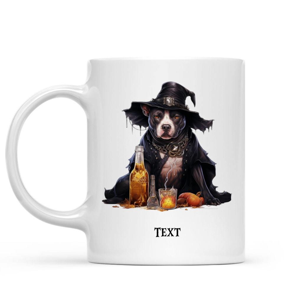 Halloween Dog Mug - Halloween Sassy Pitbull Dog Witch Costume Cartoon - Mug_1