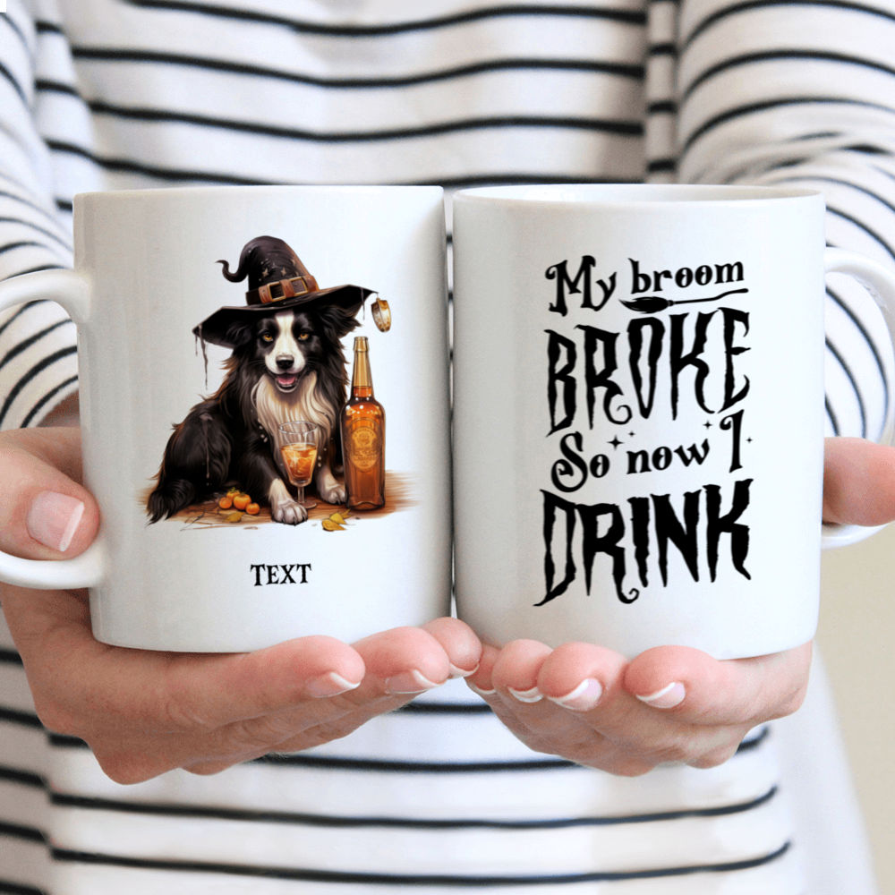 Halloween Dog Mug - Sassy Border Collie Witch Drinking Jack Daniels Whiskey Halloween Dog - Mug