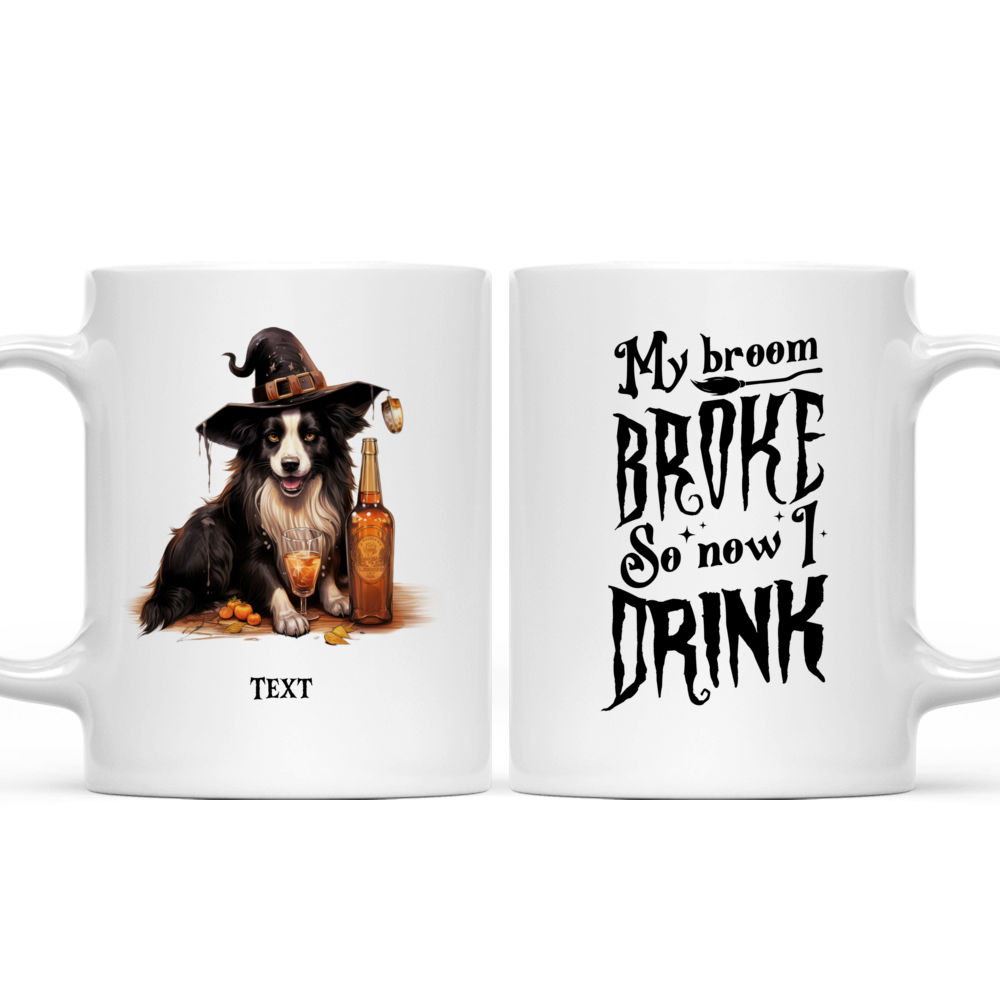 Sassy Border Collie Witch Drinking Jack Daniels Whiskey Halloween Dog