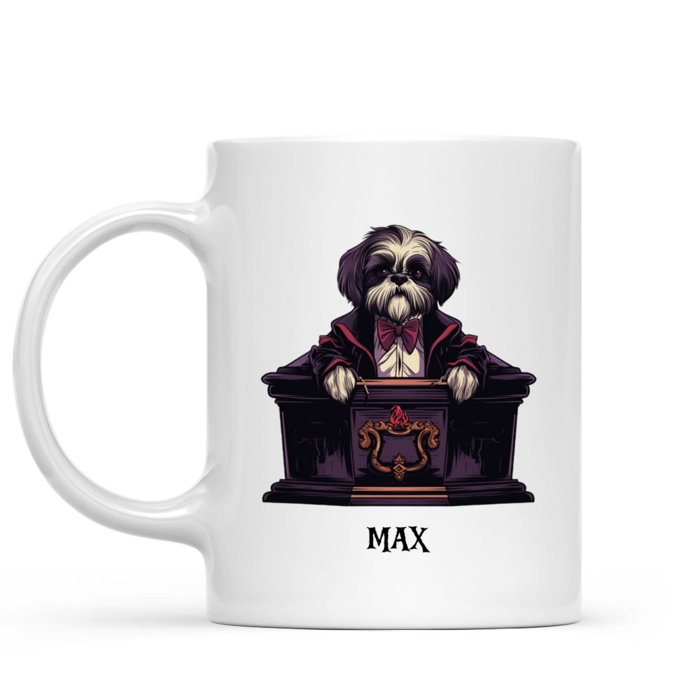 Halloween Dog Mug - Dracula Shih Tzu Dog on Vampire Coffin - Mug_1