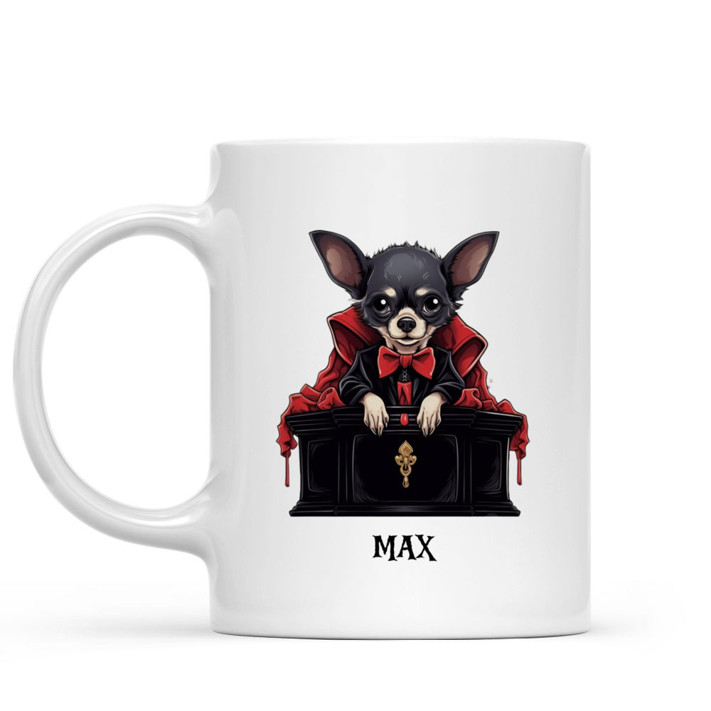 Halloween Dog Mug - Chihuahua Dog Dracula Vampire in Coffin Mug - Mug_1