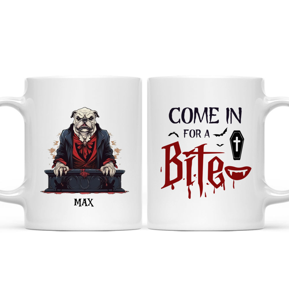 Halloween Dog Mug - Bulldog Dracula in Vampire Coffin - Mug_3