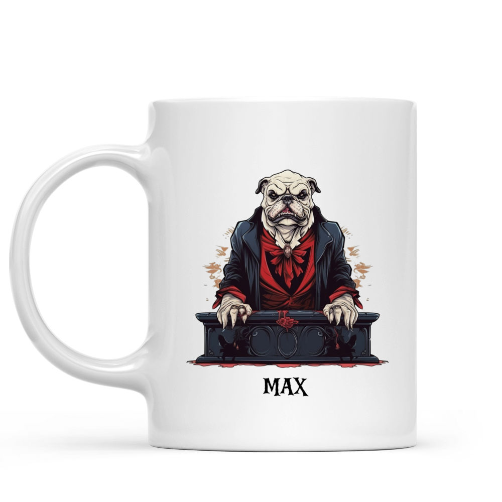 Halloween Dog Mug - Bulldog Dracula in Vampire Coffin - Mug_1