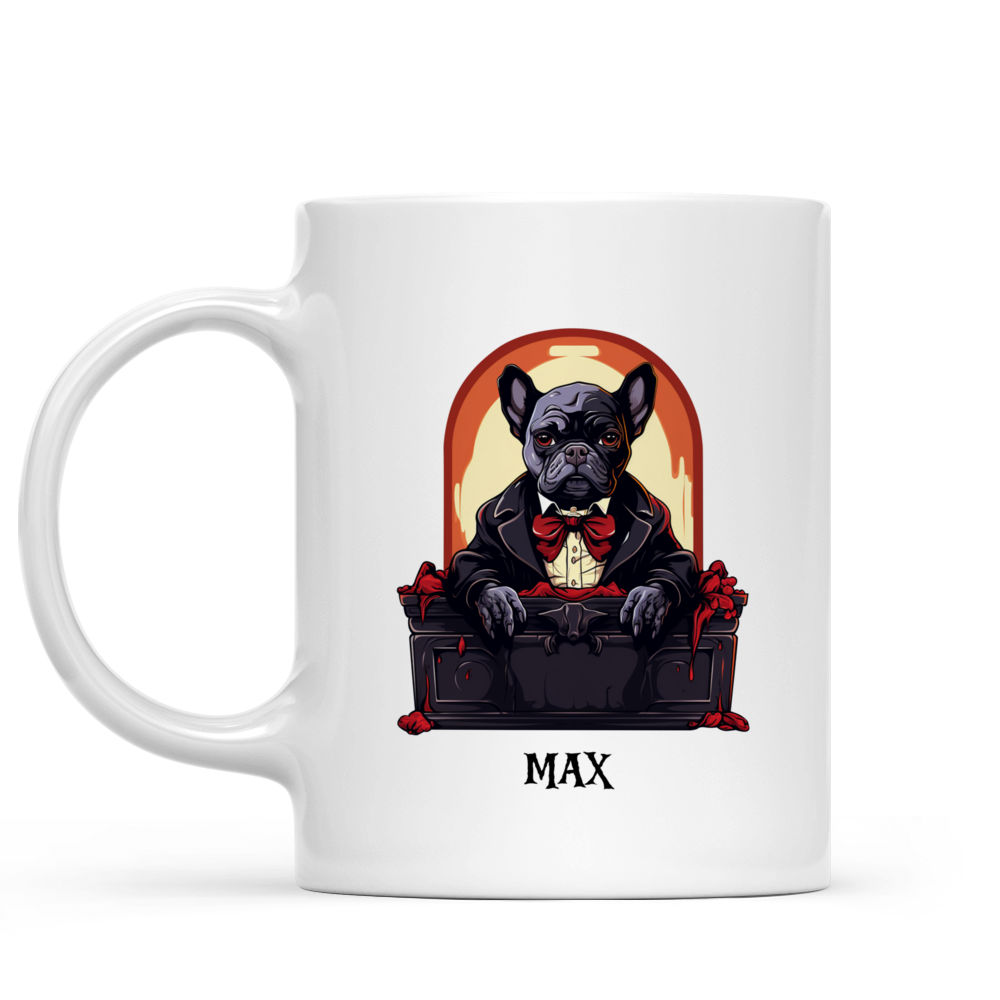 Halloween Dog Mug - French Bulldog Dracula in Vampire Coffin - Mug_1