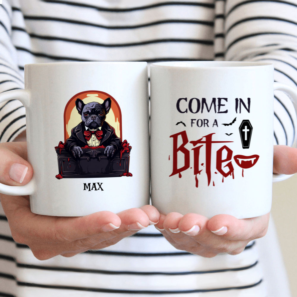 Halloween Dog Mug - French Bulldog Dracula in Vampire Coffin - Mug