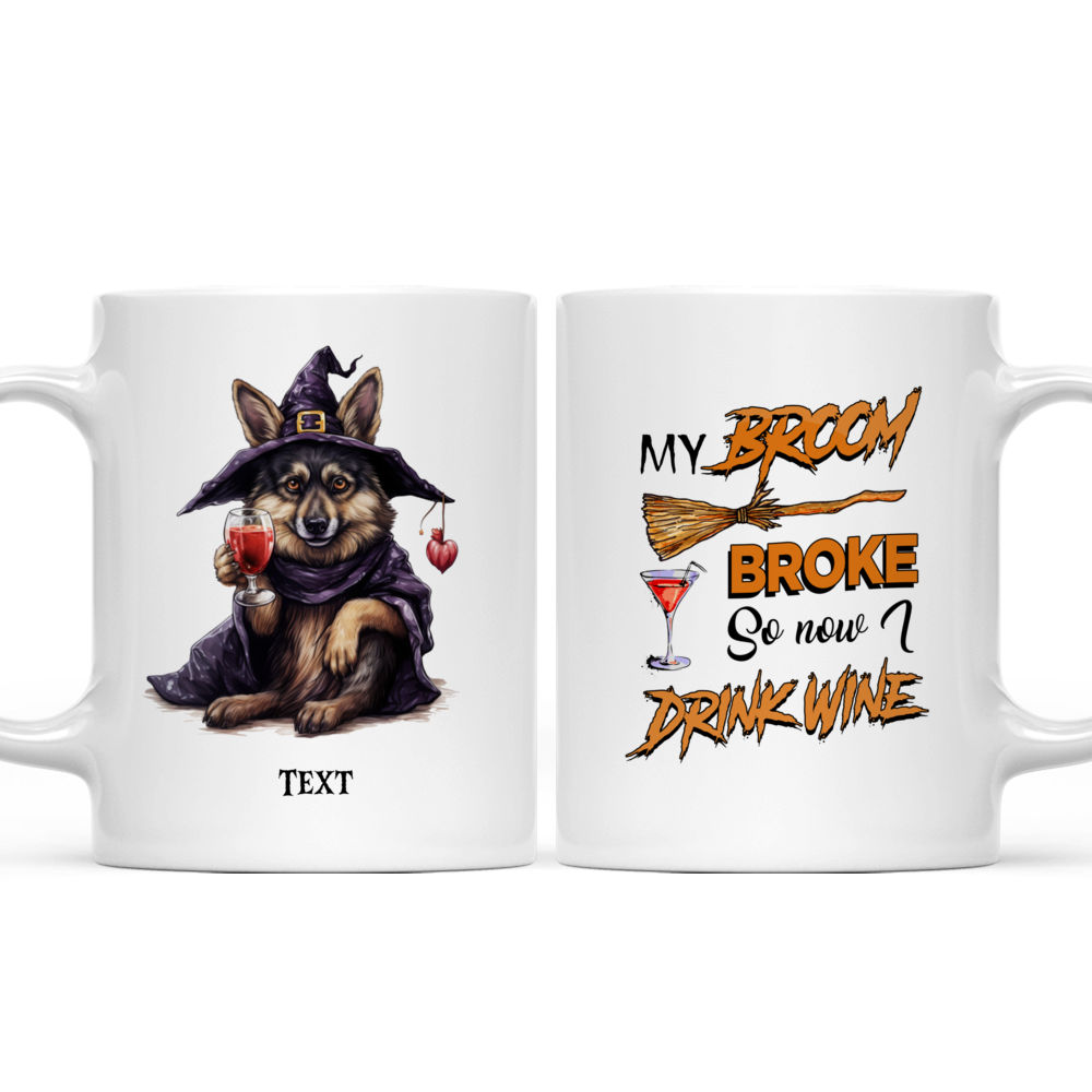 Halloween Dog Mug - Sassy German Shepherd Witch Drinking Dog Mug Halloween Costume - Mug_3