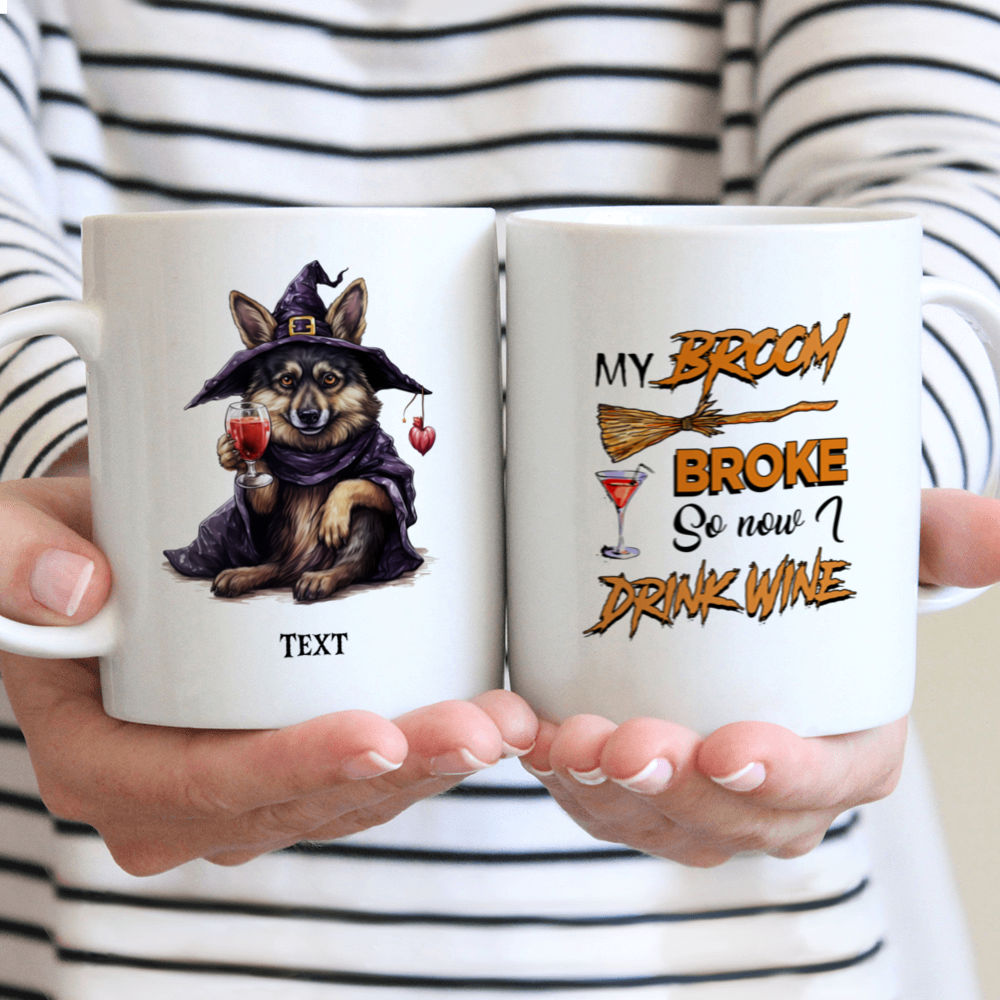 Halloween Dog Mug - Sassy German Shepherd Witch Drinking Dog Mug Halloween Costume - Mug