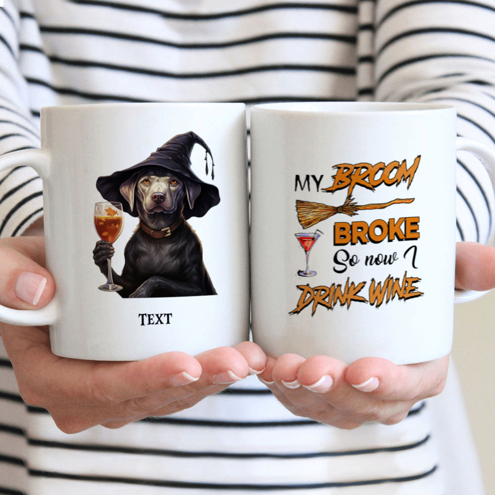 Personalized Mug - Halloween Dog Mug - Sassy Labrador Retriever Witch Drinking Dog Mug Halloween Costume