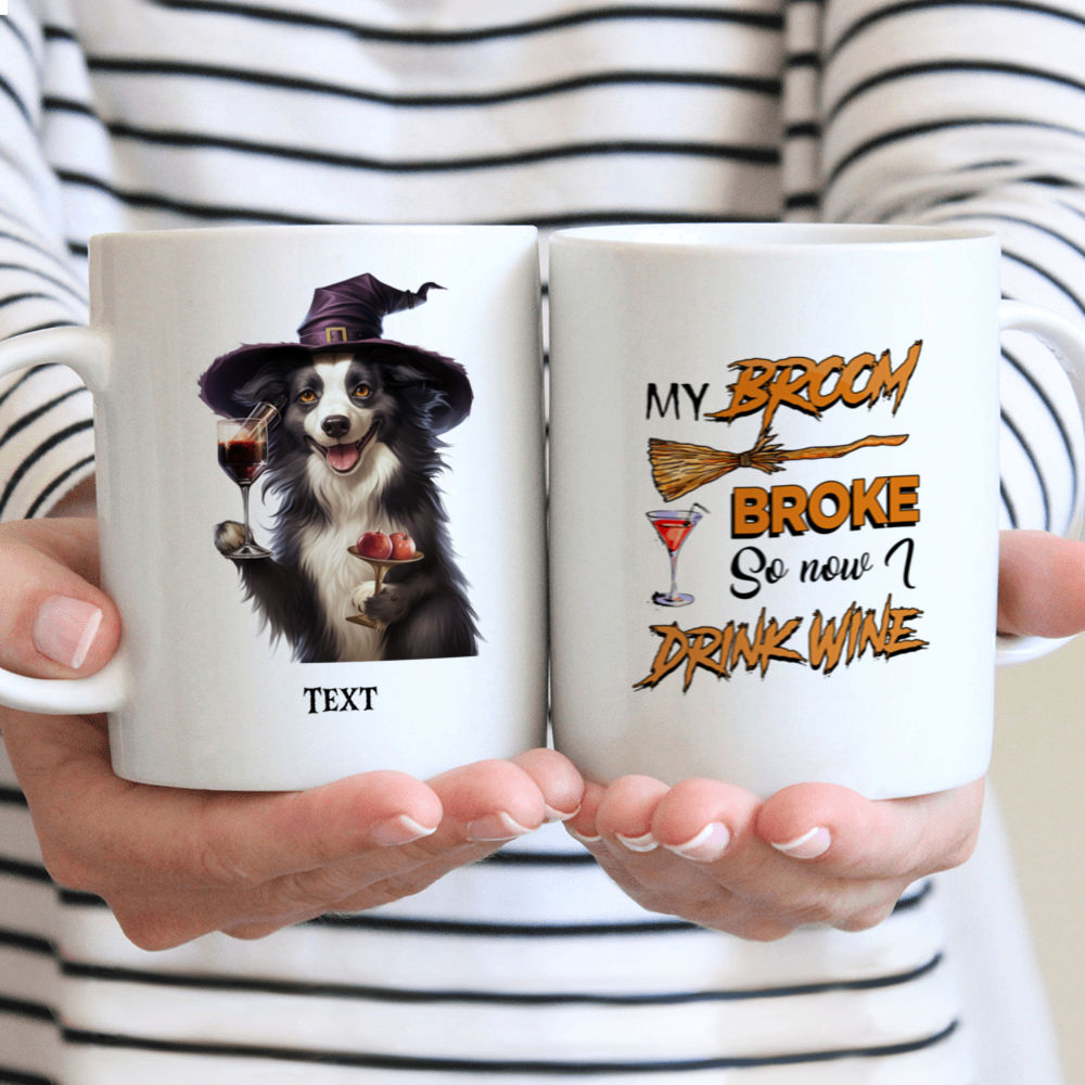 Personalized Mug - Halloween Dog Mug - Sassy Halloween Border Collie Dog Witch Cartoon