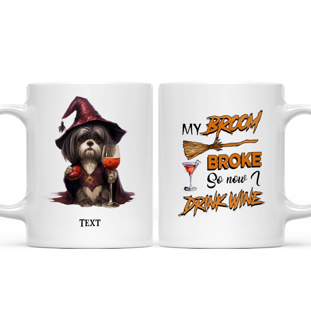 Halloween Dog Mug - Sassy Shih Tzu Witch Drinking Red Wine Dog - Mug_3