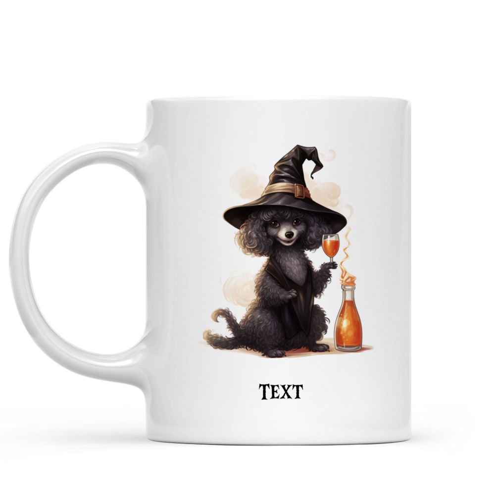 Halloween Dog Mug - Fantasy Poodle Witch Drinking Coffee Halloween Dog Mug - Mug_1