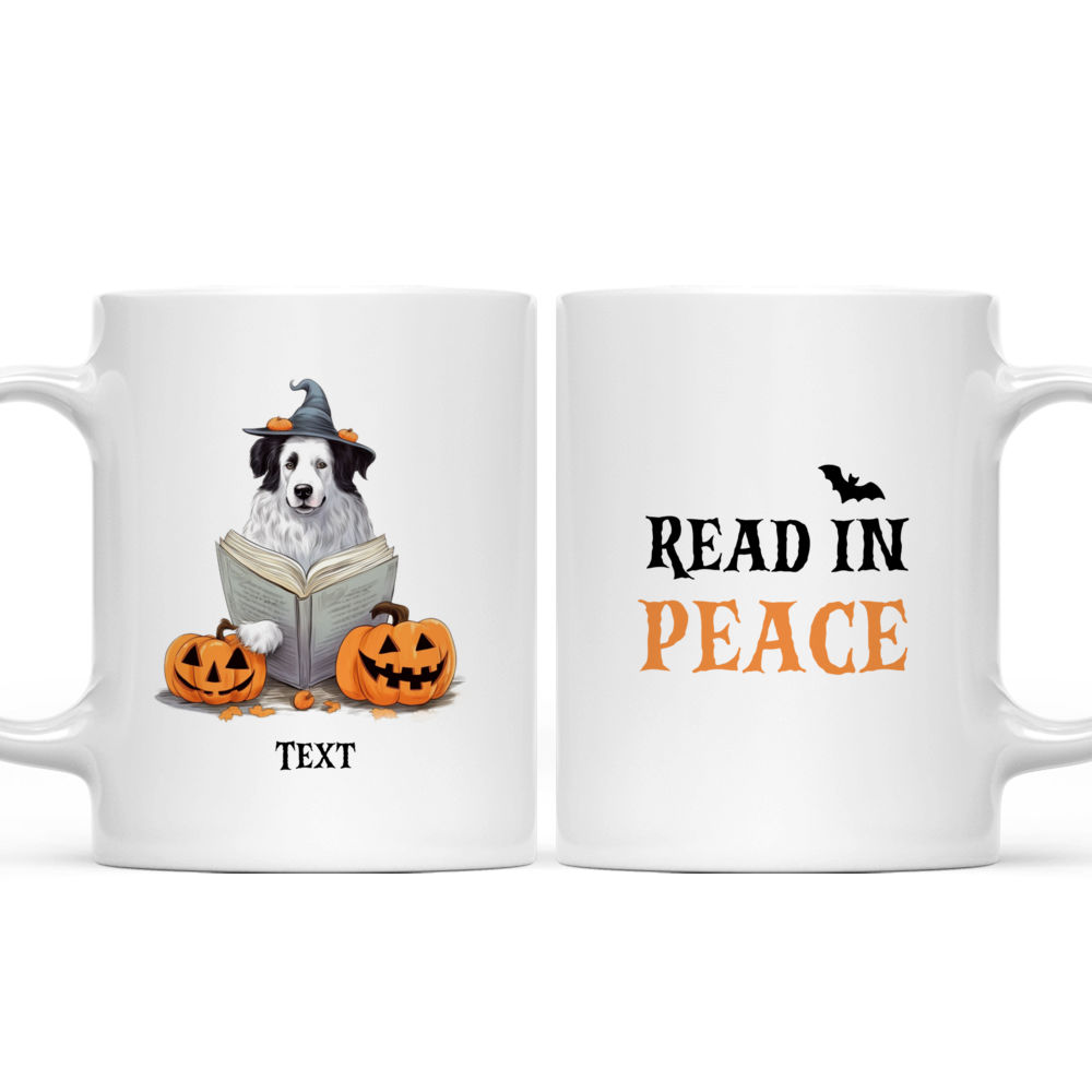 Halloween Dog Mug - Border Collie Dog Halloween Ghost Costume Book Reading Pumpkins - Mug_3