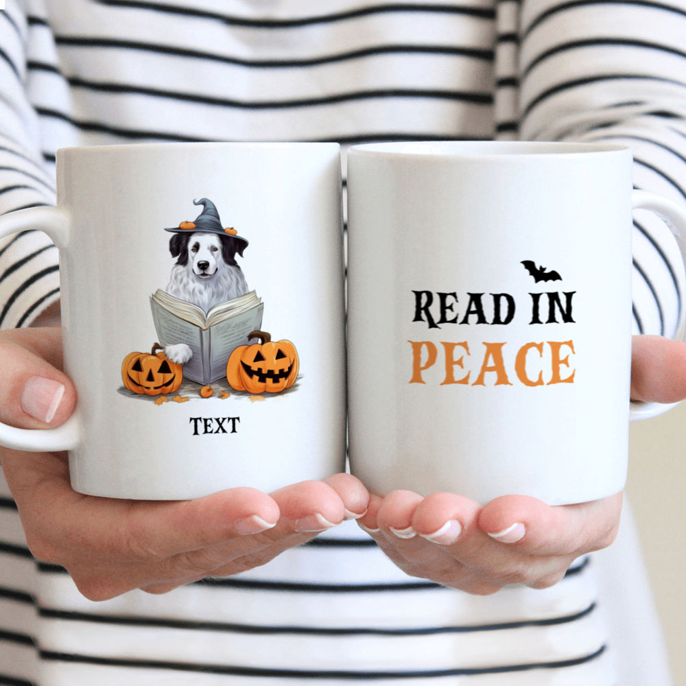 Halloween Dog Mug - Border Collie Dog Halloween Ghost Costume Book Reading Pumpkins - Mug