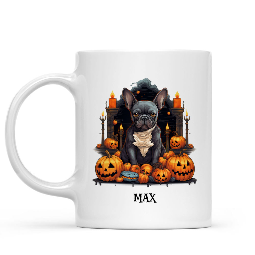 Halloween Dog Mug - Halloween French Bulldog Dog with Patterned Pumpkins - Mug_1