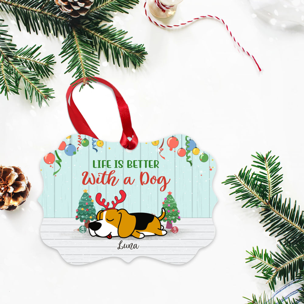 Personalized Ornament - Dog Lazy - Life Is Better With A Dog_2