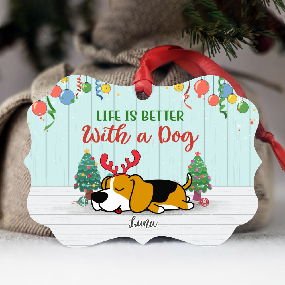 Personalized Ornament - Dog Lazy - Life Is Better With A Dog