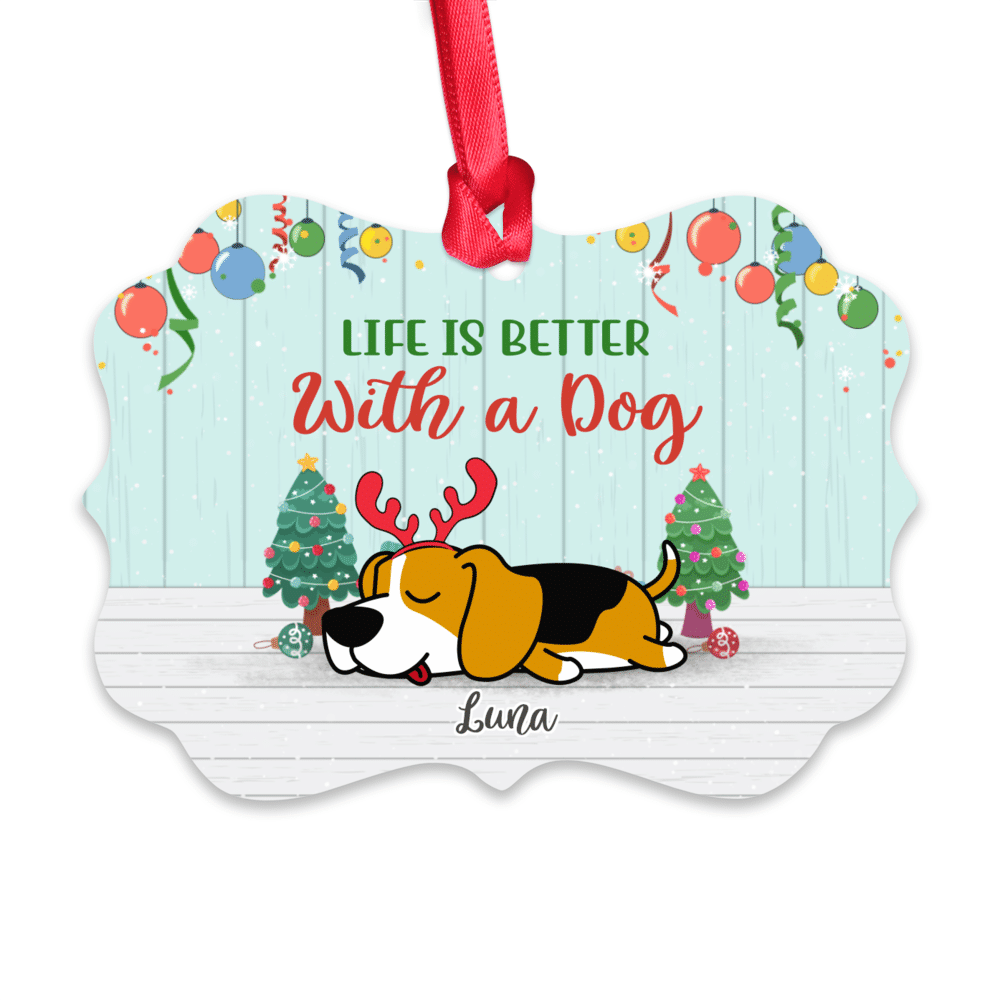 Personalized Ornament - Dog Lazy - Life Is Better With A Dog_1