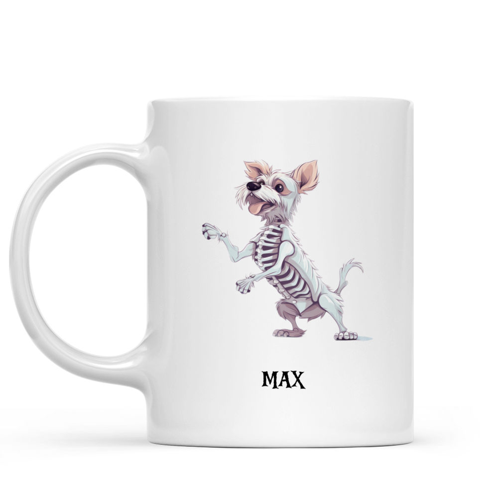 Halloween Dog Mug - Minimal Happy Yorkshire Terrier Dog Skeleton Halloween Mug - Mug_1